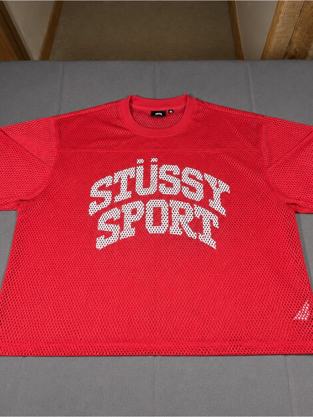 Stussy Sport Men’s XL Red/White Mesh Jersey Crew Neck